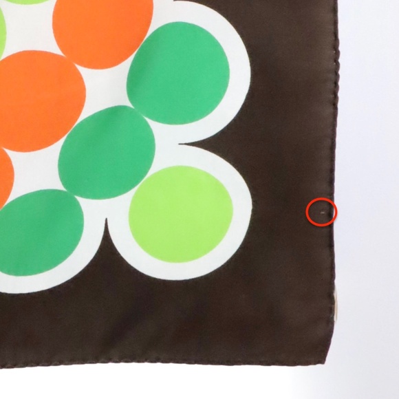 Vintage Trevira Scarf Orange Green Brown Dots Retro Mod MCM 1960s - Picture 11 of 11